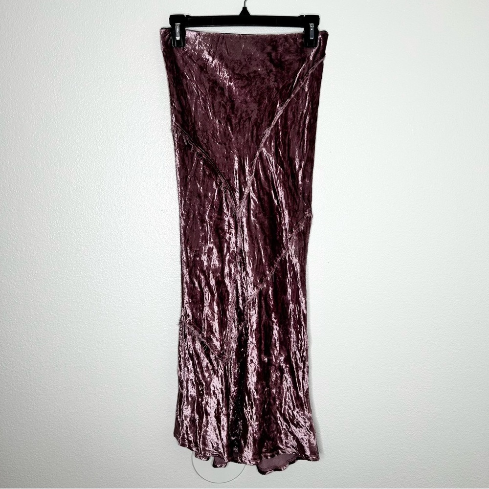 Free People Velvet Maxi Skirt in Plum